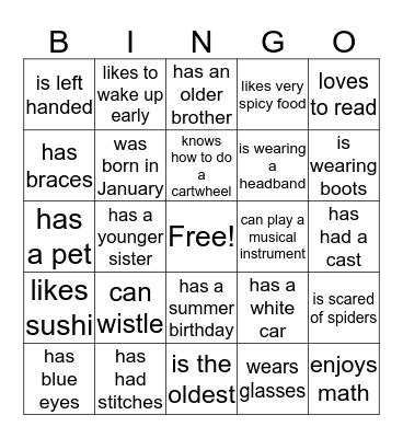 Find Someone Who... Bingo Card