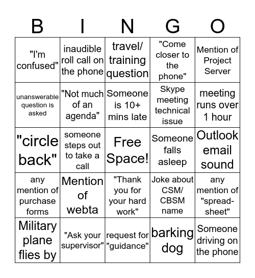 CBSM All Staff Meeting BINGO Card