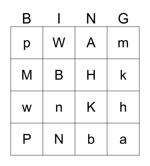 Letter Review Bingo  Bingo Card