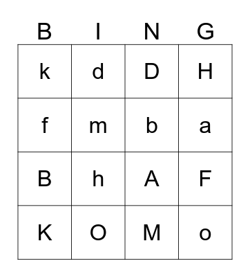 Letter Review Bingo  Bingo Card