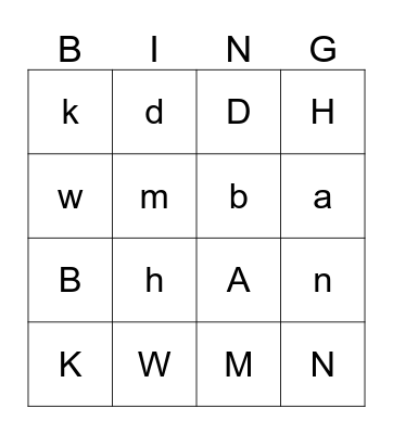 Letter Review Bingo  Bingo Card