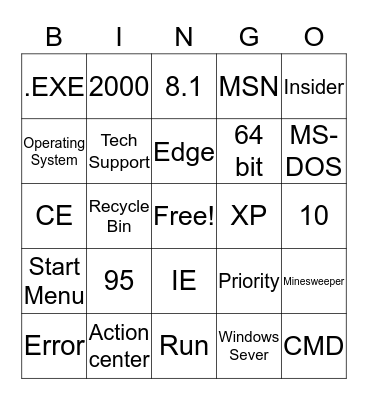 Windows Bingo Card