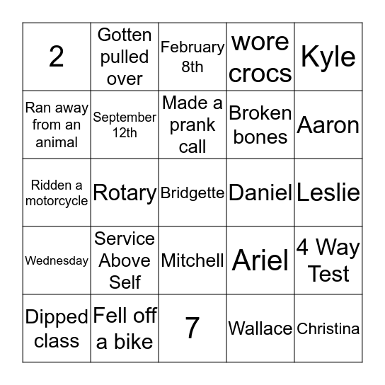 Interact Bingo! Bingo Card