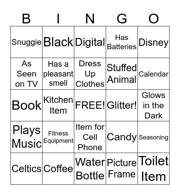 White Elephant Bingo Card