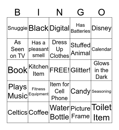 White Elephant Bingo Card