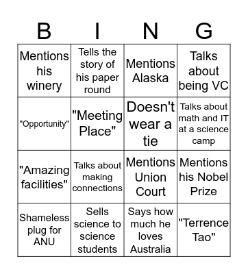 Schmidt Bingo Card