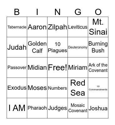 Sinai Review Bingo Card
