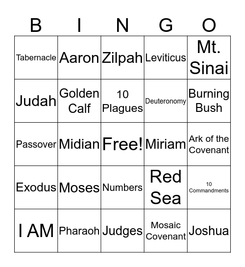 Sinai Review Bingo Card