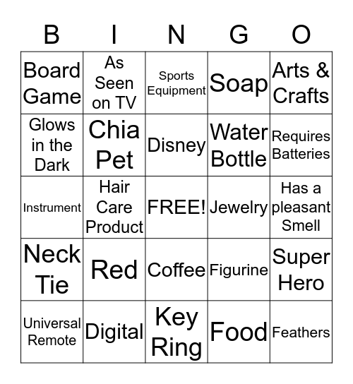 White Elephant Bingo Card