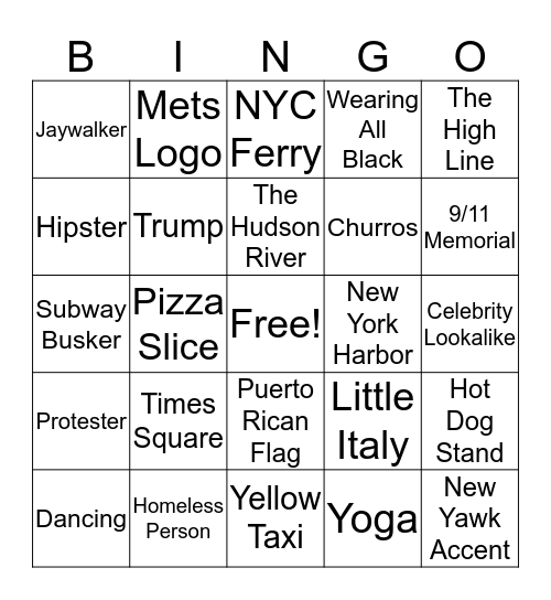 NYC Bingo Card