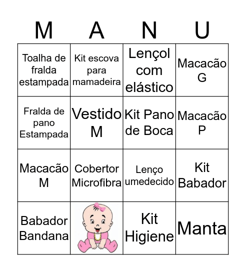 CHÁ DE BEBÊ Bingo Card