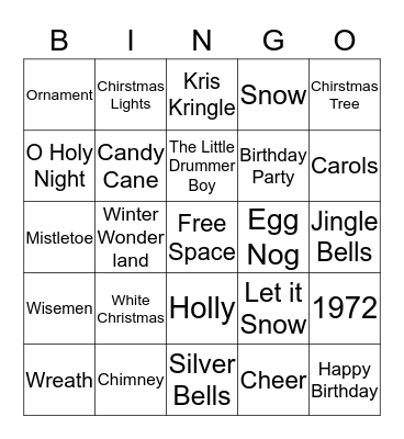 Marcie's Birthday Bingo Card