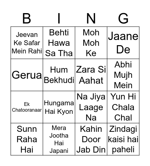 Happy 60th Musical Bingo Jan 2019 Bingo Card