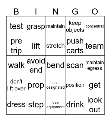 January Safety Bingo Card