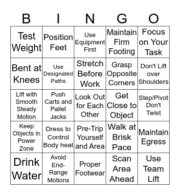 !!!!!  Safety Tip Bingo  !!!!! Bingo Card