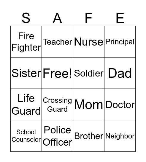 Safe Bingo Card