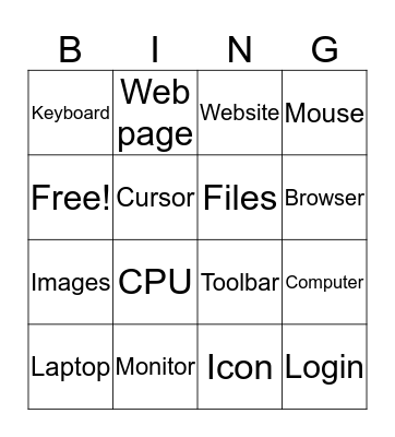 Net/Computer Lingo Bingo Card