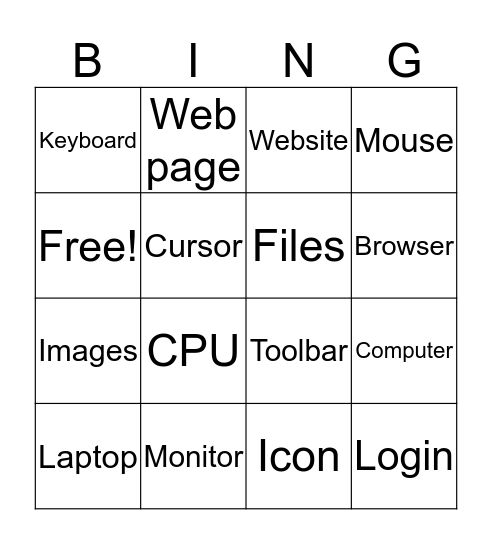 Net/Computer Lingo Bingo Card