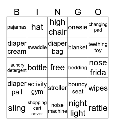 BABY SHOWER Bingo Card