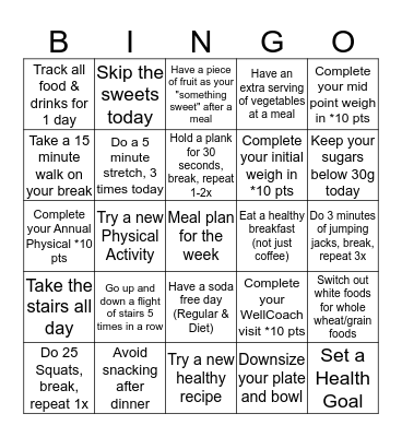 Pound for Pound BINGO Card