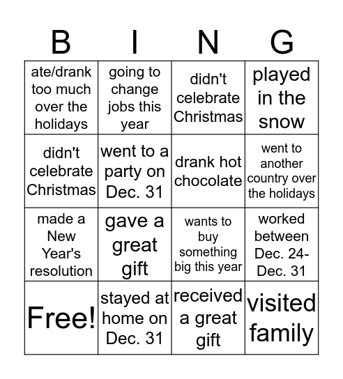 Find someone who. . . Bingo Card