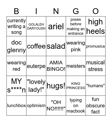 amid Bingo Card