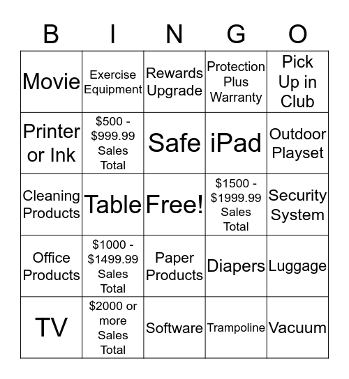 Sales Bingo Card