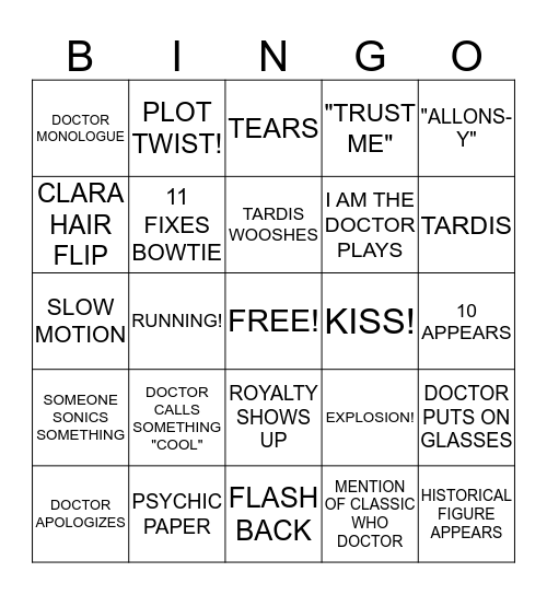 DOCTOR WHO Bingo Card