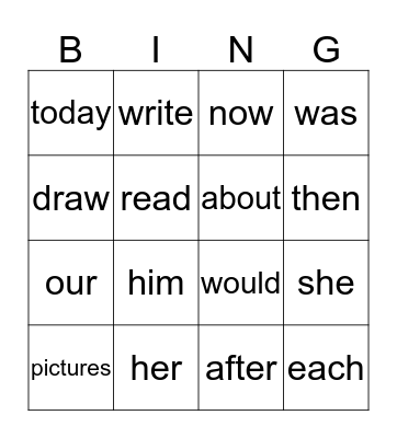 1K Sight Words Bingo Card