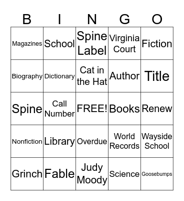Library Bingo Card