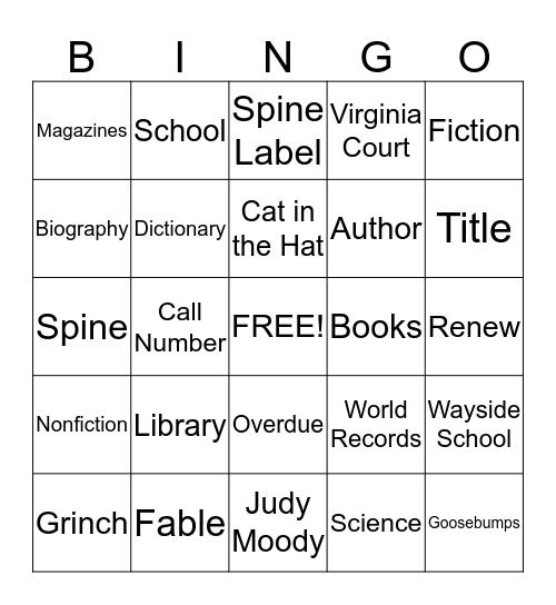 Library Bingo Card