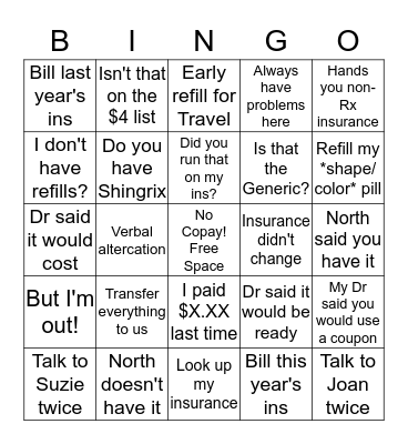 Pharmacy Bing Bingo Card