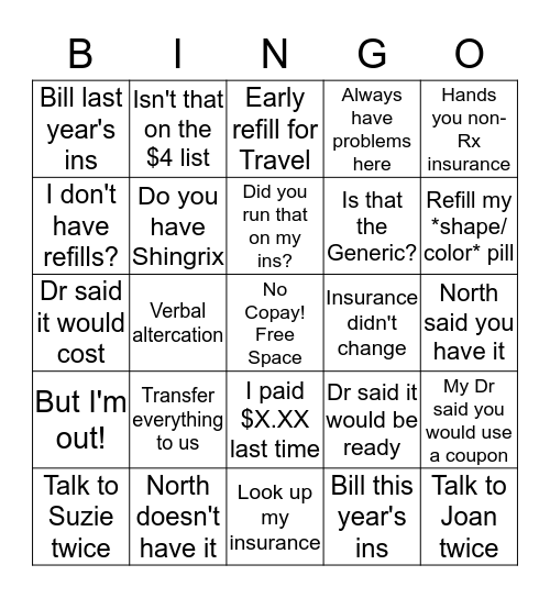 Pharmacy Bing Bingo Card