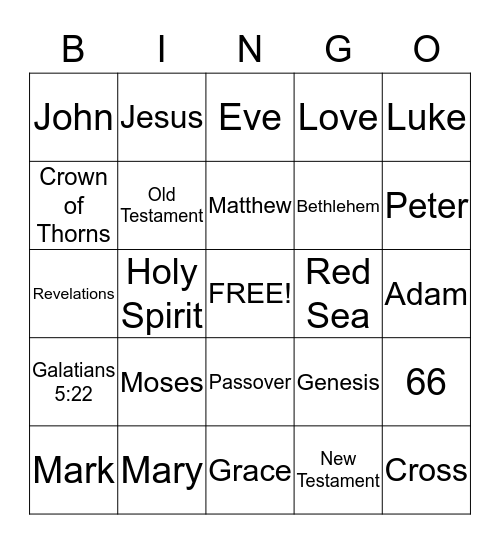 Christian Bingo Card