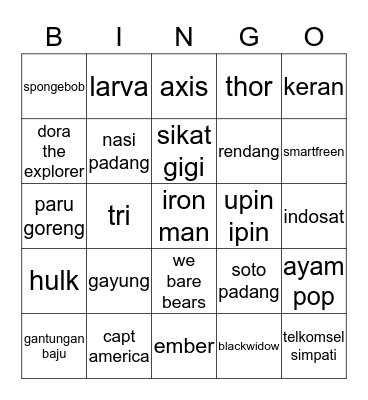 bingonya sekalaaa Bingo Card