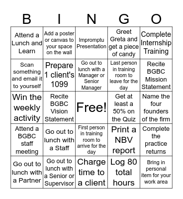 January 7 - January 18 Bingo Card