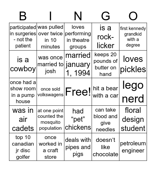 Rhonda & Todd's 25th Person Finder Bingo Card
