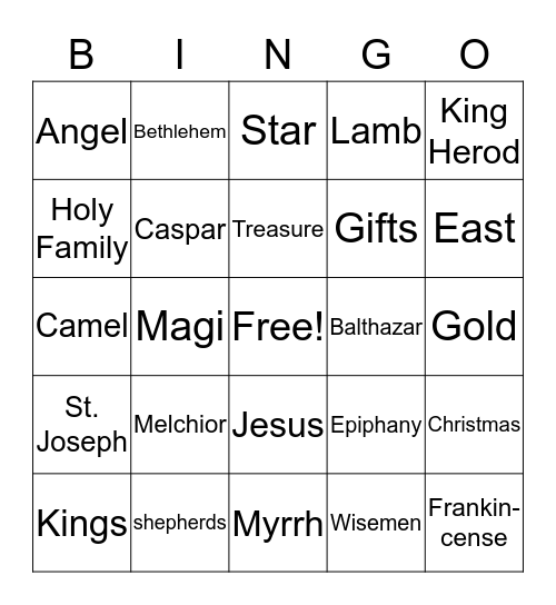 Ephipany Bingo Card