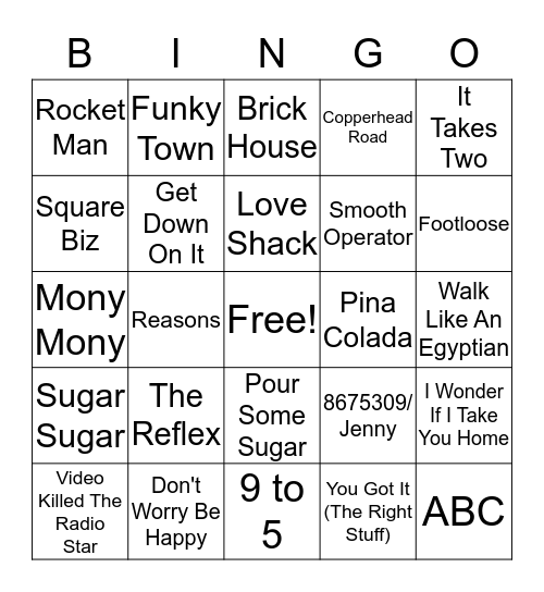 Music Bingo Card