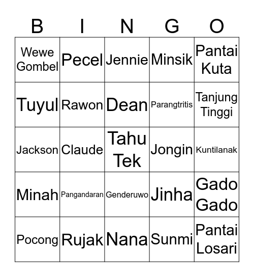 SOHEEE5G Bingo Card