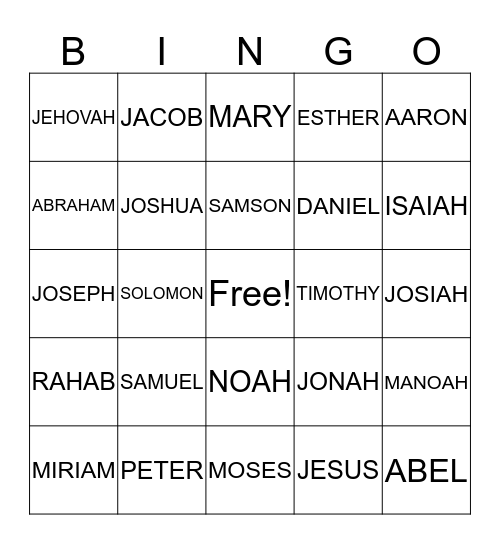 JOURNEY WITH MY BIBLE FRIENDS Bingo Card
