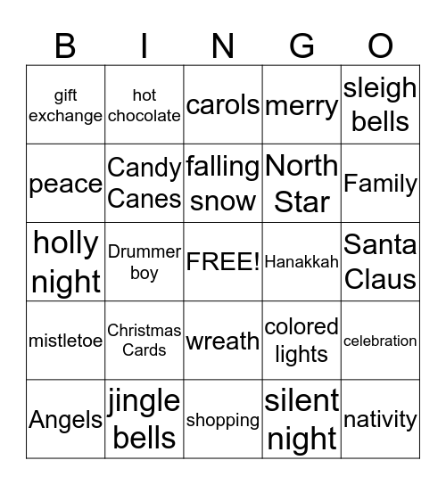 DECEMBER     BINGO! Bingo Card