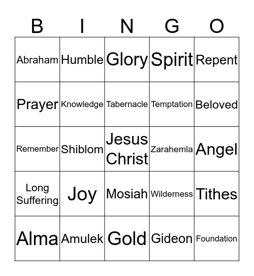 Book of Mormon Bingo Card