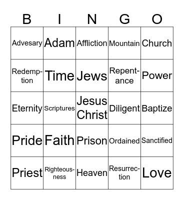 Book of Mormon Bingo Card