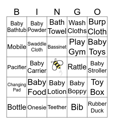 "Sweet As Can Bee" Baby Shower Bingo Card