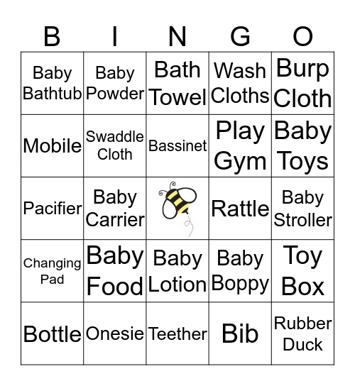 "Sweet As Can Bee" Baby Shower Bingo Card