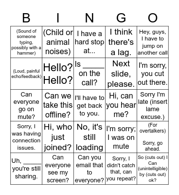 Conference Call Bingo Card