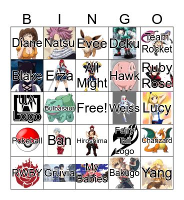 Anime Bingo Card