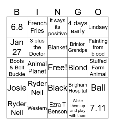 NEFF BABY BINGO Card