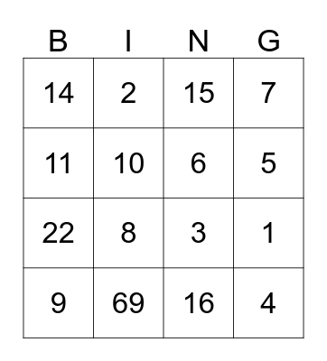 Grandmom Party Bingo  Bingo Card